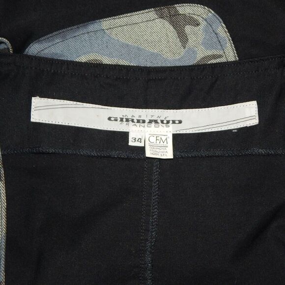 Marithe Francois Girbaud Maxi A-Line Black Overall Dress Patches Size 34 2 XS - Picture 7 of 8